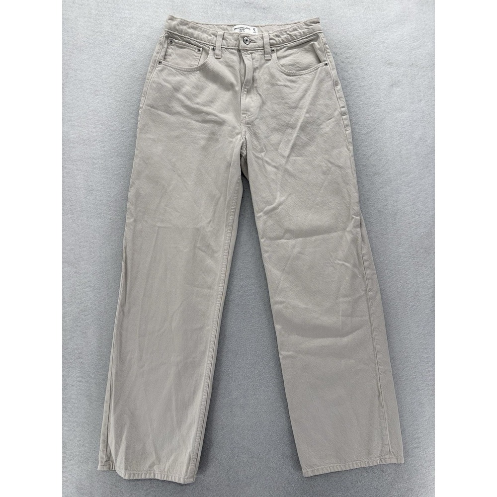 Abercrombie & Fitch The Loose Jeans Womens 4 Beige Light Wash High Rise Straight